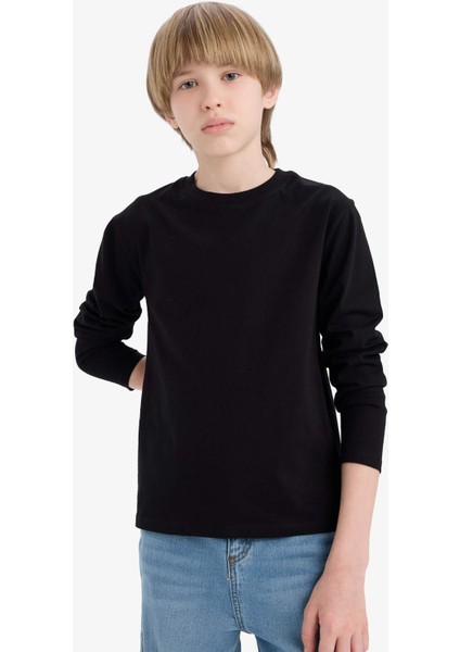 Erkek Çocuk Bisiklet Yaka Basic Düz Uzun Kollu Okul Tişörtü K1686A625AU modelleri