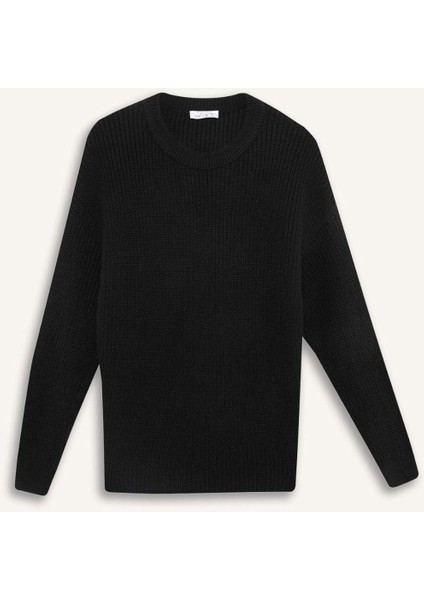 Regular Fit Bisiklet Yaka Selanik Kumaş Basic Düz Triko Kazak H6905AZ25WN