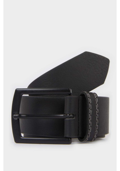 Erkek Dikdörtgen Toka Suni Deri Günlük Kemer F6804AXNS