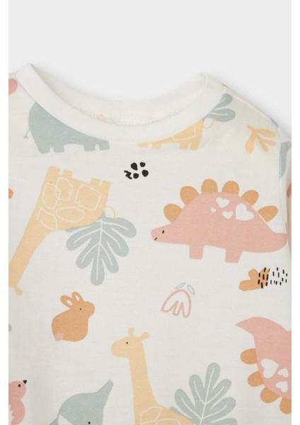 Kız Bebek Pijama Takımı Dinozor Baskılı Uzun Kollu Penye Üst Uzun Alt E9480A525AU modelleri