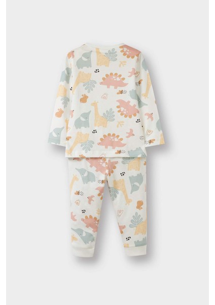 Kız Bebek Pijama Takımı Dinozor Baskılı Uzun Kollu Penye Üst Uzun Alt E9480A525AU fırsatları