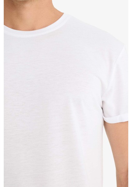 Long Muscle Fit Bisiklet Yaka Basic Düz Kısa Kollu Tişört N2104AZ25AU