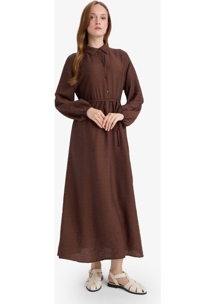 Relax Fit Hakim Yaka Uzun Kollu Elbise F5068AX25AU fiyatları