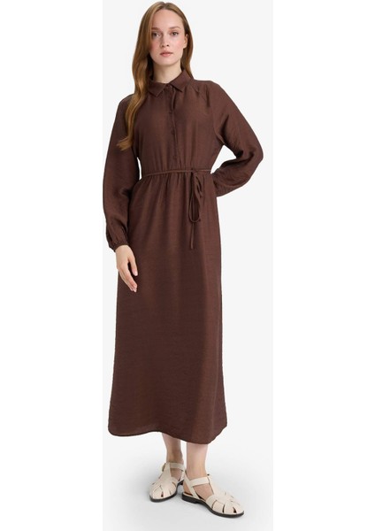 Relax Fit Hakim Yaka Uzun Kollu Elbise F5068AX25AU modelleri