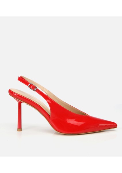 01AYH309620A750 KADIN Rugan Deri Kırmızı Arkası Açık Stiletto