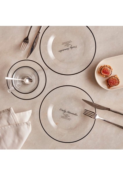 4'lü Siyah Pasta Tabağı Seti - 19 Cm, Şık ve Kullanışlı Mutfak Aksesuarı