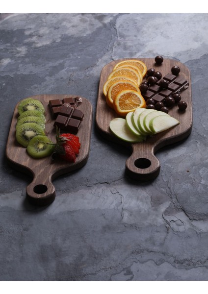 Doğal Ahşap Büyük Boy Kesme Tahtası Çift Seti Kahverengi fırsatları