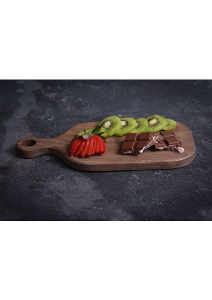 Doğal Ahşap Büyük Boy Kesme Tahtası Çift Seti Kahverengi