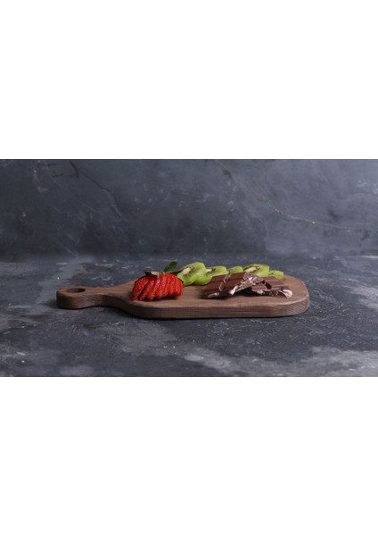 Doğal Ahşap Büyük Boy Kesme Tahtası Çift Seti Kahverengi