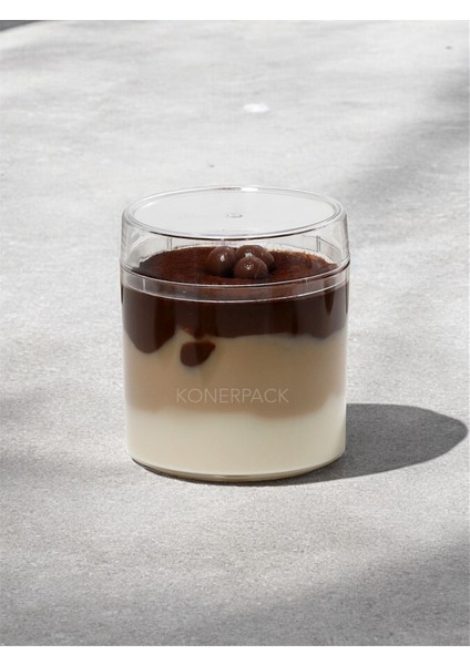 12 Adet Şeffaf Plastik Magnolya Kase, 270CC, Kapaklı, Beyaz