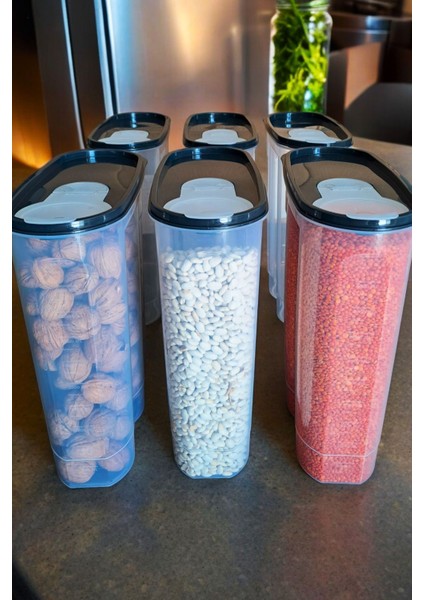 6'lı Set 6 Litre Saklama Kabı, Antrasit ve Su Yeşili, Şık Kiler Kutusu fırsatları