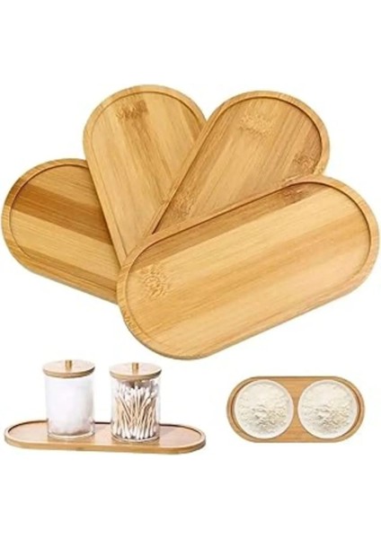 Bambu Oval Sunum ve Servis Tepsisi, Şık Ahşap Görünümlü Mutfak ve Banyo Aksesuarı