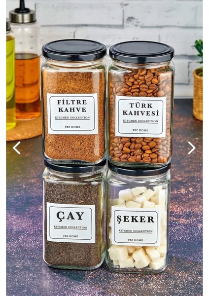 4'lü Cam Saklama Kabı, 850 Ml, Çay, Şeker, Kahve, Filtre, Renkli, Pratik, Dayanıklı fırsatları