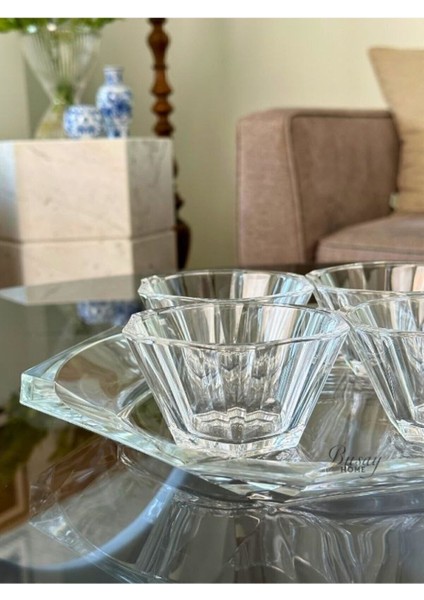 6'lı Nude Reflection Serisi Kristal Cam Kase, Sunumluk, Çerezlik, 195 cc modelleri
