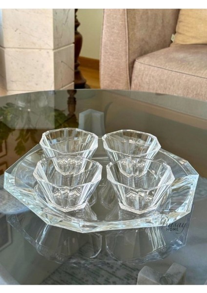 6'lı Nude Reflection Serisi Kristal Cam Kase, Sunumluk, Çerezlik, 195 cc