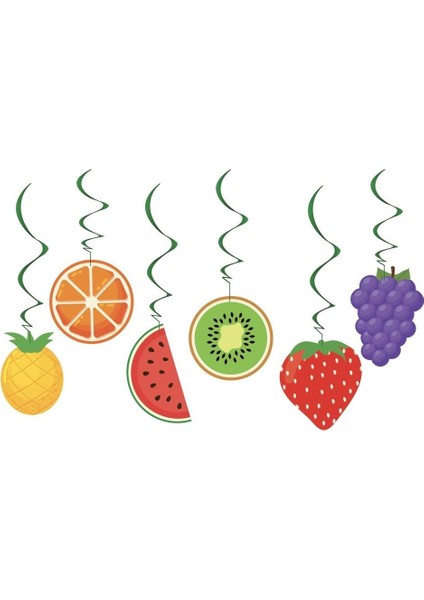 Meyve Temalı 6'lı Tavan Süsü, Renkli ve Şık Dekorasyon Parçası