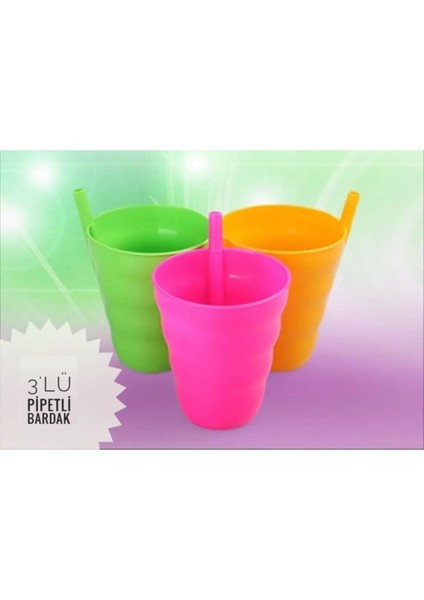 Pipetli Bardak 3'lü Set Sarı, Şık ve Kullanışlı E-Ticaret Ürünü fiyatları