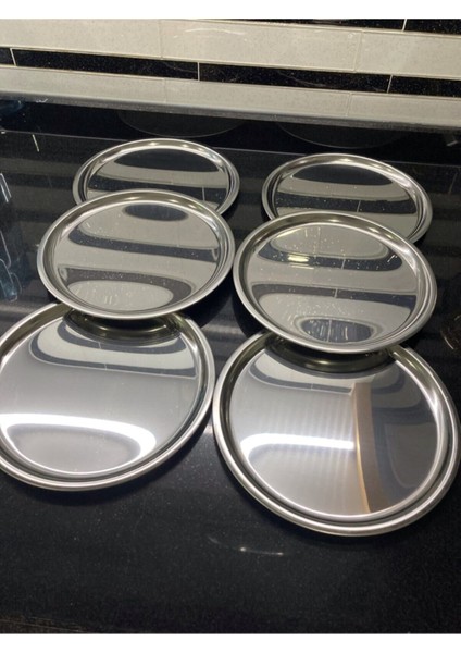 6'lı Lüx 21 cm Gümüş Yuvarlak Servis Tepsisi Seti indirimleri