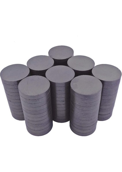 50 Adet Güçlü Ferrit Mıknatıs Kömür D15X3 mm Y30 Paket