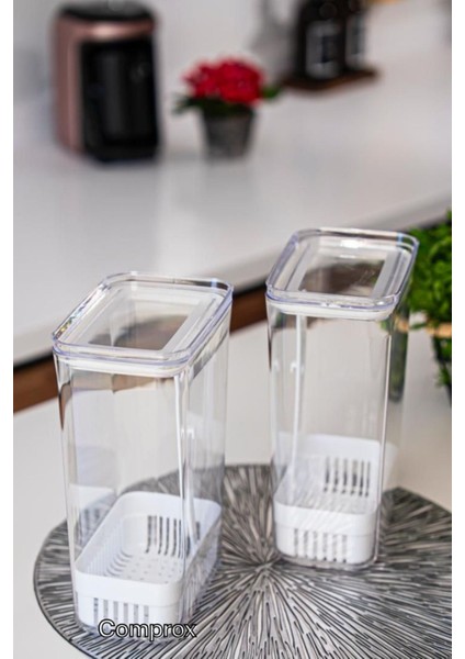 Şeffaf Yeşillik Saklama Kabı 2'li Set, 2900 Ml, Sebze ve Buzdolabı Tazeleme Kutusu indirimleri