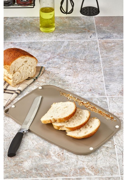 Çift Yüzeyli, Rende Bölmeli, Taşma Önleyici, Kaydırmaz Çok Amaçlı Kesim Panosu Bej modelleri