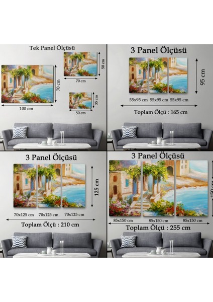 Deniz Kıyısı, Rengarenk Çiçekler, Yaz, Modern Dekoratif Kanvas Tablo, Duvar Dekoru 1113 fırsatları