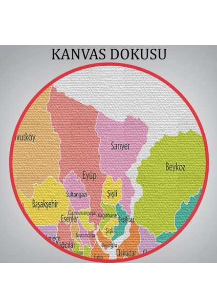 Istanbul Ilçeleri Haritası Dekoratif Kanvas Tablo, Duvar Dekoru 1017