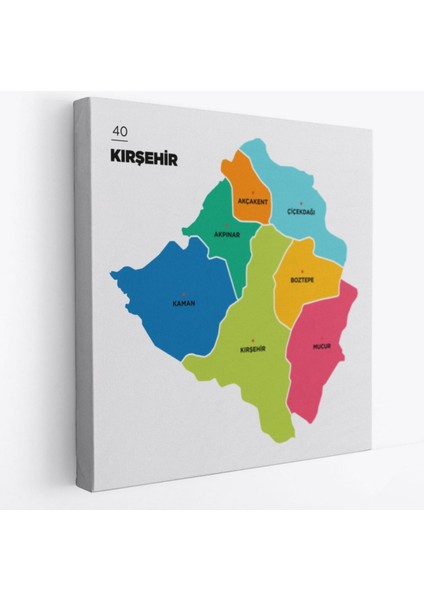 Il ve Ilçeler Haritası Kırşehir, Modern Dekoratif Kanvas Tablo, Duvar Dekoru 1397