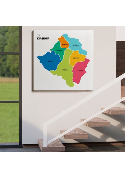 Il ve Ilçeler Haritası Kırşehir, Modern Dekoratif Kanvas Tablo, Duvar Dekoru 1397 fırsatları
