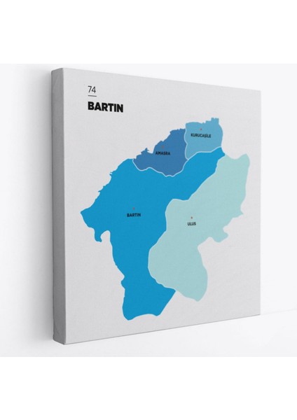 Il ve Ilçeler Haritası Bartın, Modern Dekoratif Kanvas Tablo, Duvar Dekoru 1284