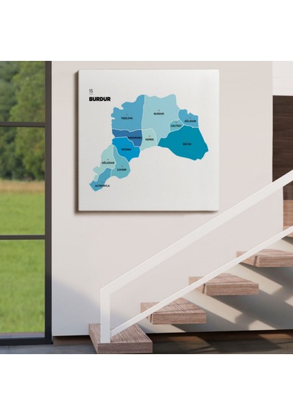 Il ve Ilçeler Haritası Burdur, Modern Dekoratif Kanvas Tablo, Duvar Dekoru 1305 fırsatları