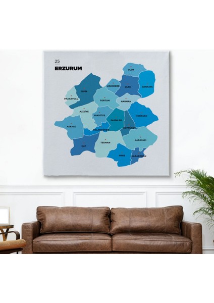 Il ve Ilçeler Haritası Erzurum, Modern Dekoratif Kanvas Tablo, Duvar Dekoru 1338 fiyatları