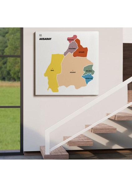 Il ve Ilçeler Haritası Aksaray, Modern Dekoratif Kanvas Tablo, Duvar Dekoru 1259 fırsatları