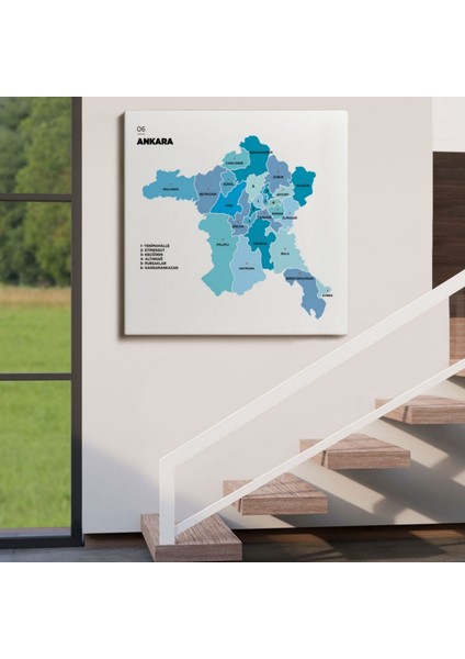 Il ve Ilçeler Haritası Ankara, Modern Dekoratif Kanvas Tablo, Duvar Dekoru 1264 fırsatları