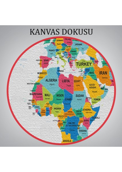 Ülke ve Başkentli Ingilizce Dünya Haritası, Harita Dekoratif Kanvas Tablo, Duvar Dekoru 1543