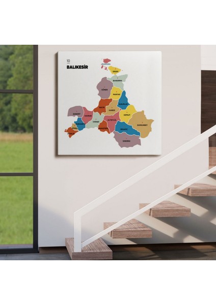 Il ve Ilçeler Haritası Balıkesir, Modern Dekoratif Kanvas Tablo, Duvar Dekoru 1280 fırsatları