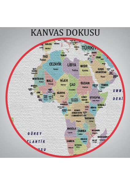Ülke Bayrakları ve Başkentleri Türkçe Dünya Haritası Dekoratif Kanvas Tablo, Duvar Dekoru 2384