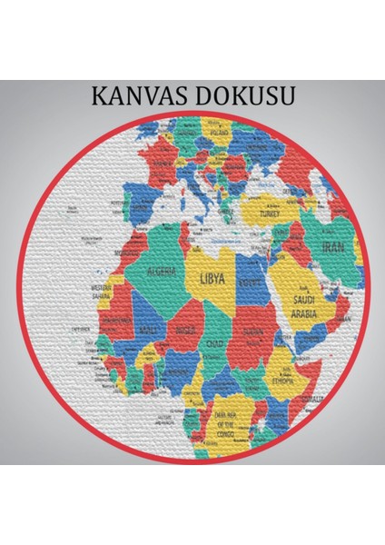 Beyaz Zemin Canlı Renkler Ingilizce Dünya Haritası Dekoratif Kanvas Tablo, Duvar Dekoru 1081