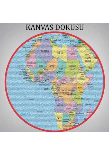 Mavi Zemin Bayraklı Ingilizce Dünya Haritası Dekoratif Kanvas Tablo, Duvar Dekoru 1094