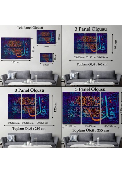 Felak Suresi Yazılı Hat Sanatı Dekoratif Kanvas Tablo, Duvar Dekoru 3412 fırsatları