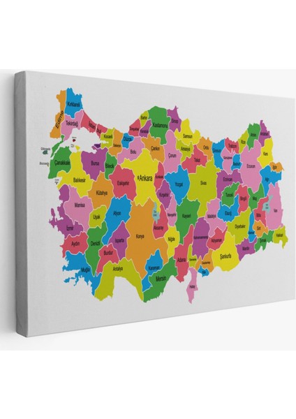 Eğitici Türkiye Haritası, Harita Dekoratif Kanvas Tablo, Duvar Dekoru 3113
