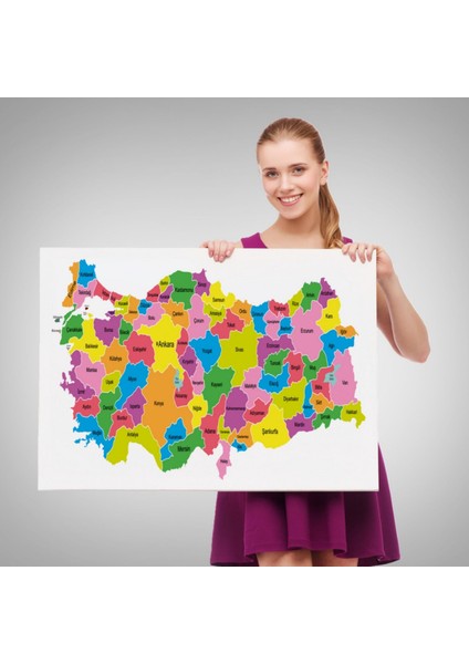 Eğitici Türkiye Haritası, Harita Dekoratif Kanvas Tablo, Duvar Dekoru 3113