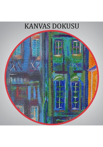 Yağlıboya Görünüm Renkli Hollanda Evleri Dekoratif Kanvas Tablo, Duvar Dekoru 3442