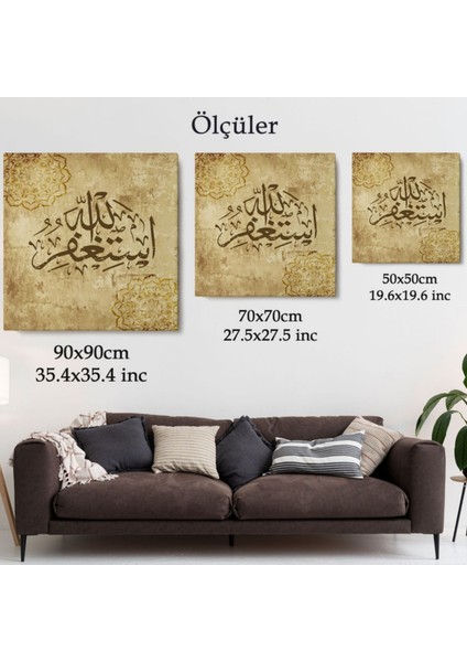 Yüce Allah'tan Mağfiret Dileyin ve O'na Tövbe Edin, Hat Dekoratif Kanvas Tablo, Duvar Dekoru 3274 fırsatları