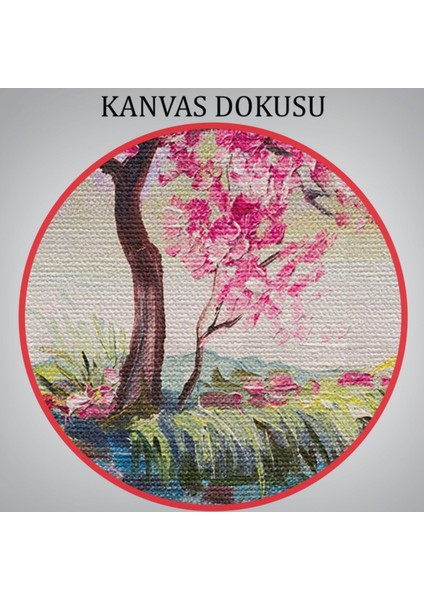 Yağlıboya Görünüm Göldeki Sakura Ağacı Dekoratif Kanvas Tablo, Duvar Dekoru 3494