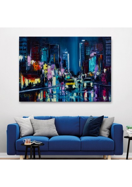 Yağlıboya Görünüm Newyork Gece Manzarası Dekoratif Kanvas Tablo, Duvar Dekoru 3533 fiyatları