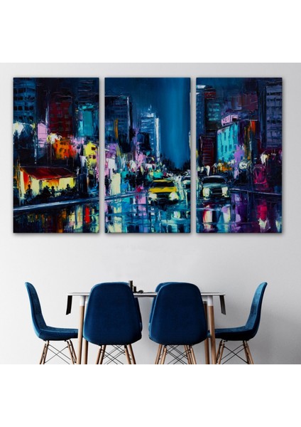 Yağlıboya Görünüm Newyork Gece Manzarası Dekoratif Kanvas Tablo, Duvar Dekoru 3533 modelleri