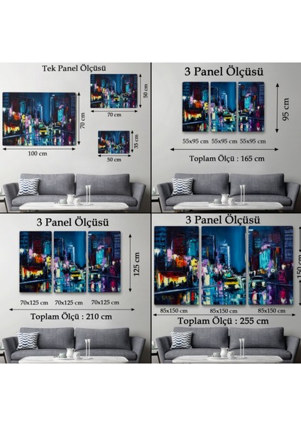 Yağlıboya Görünüm Newyork Gece Manzarası Dekoratif Kanvas Tablo, Duvar Dekoru 3533 fırsatları