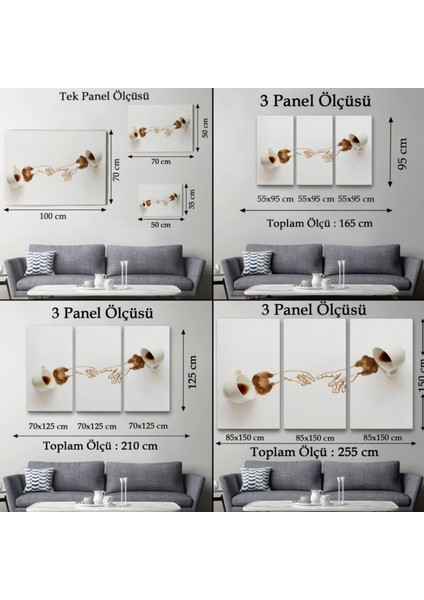 El Ele Espresso Fincanları, Mutfak Dekoratif Kanvas Tablo, Duvar Dekoru 3639 fırsatları