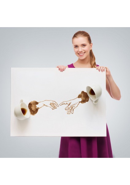 El Ele Espresso Fincanları, Mutfak Dekoratif Kanvas Tablo, Duvar Dekoru 3639